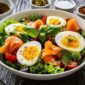 Plat Salade au saumon et œuf