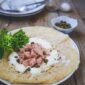 Crêpe au fromage, thon